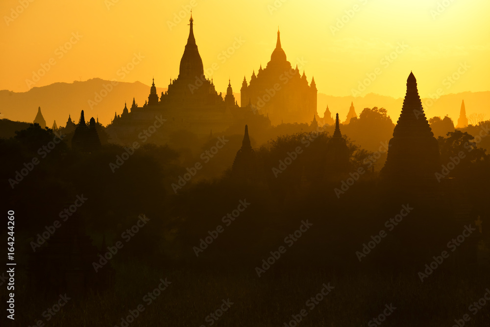 Pagoda at Bagan, Myanmar at Sunset