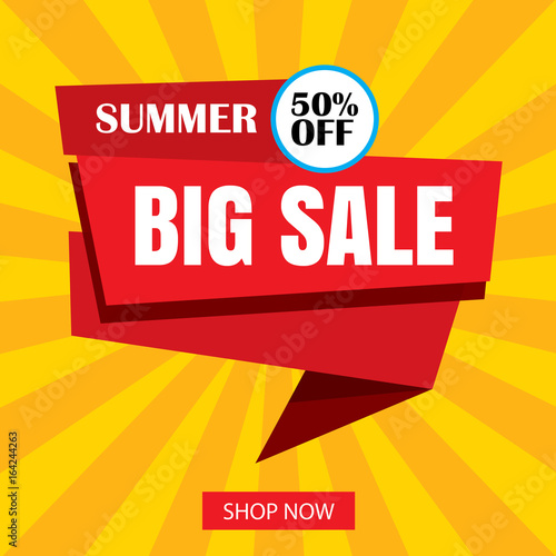 summer sale ribbon and sticker banner vintage style.