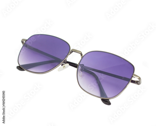 Purple glasses isolated white background.