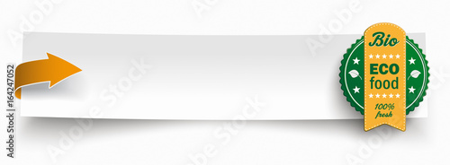 Tableau sur toile Paper Banner Arrow Label Bio Eco Food