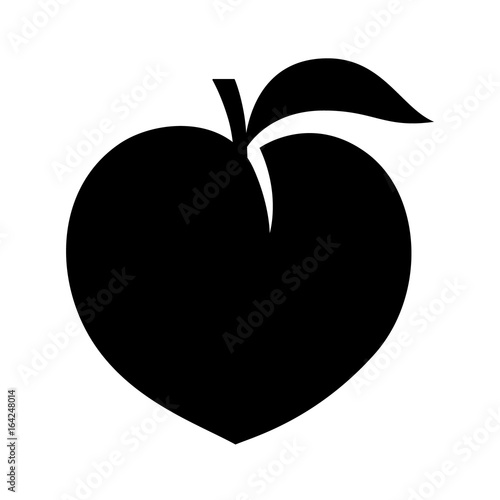 Fotótapéta Peach fruit or nectarine with leaf flat vector icon for food apps and websites