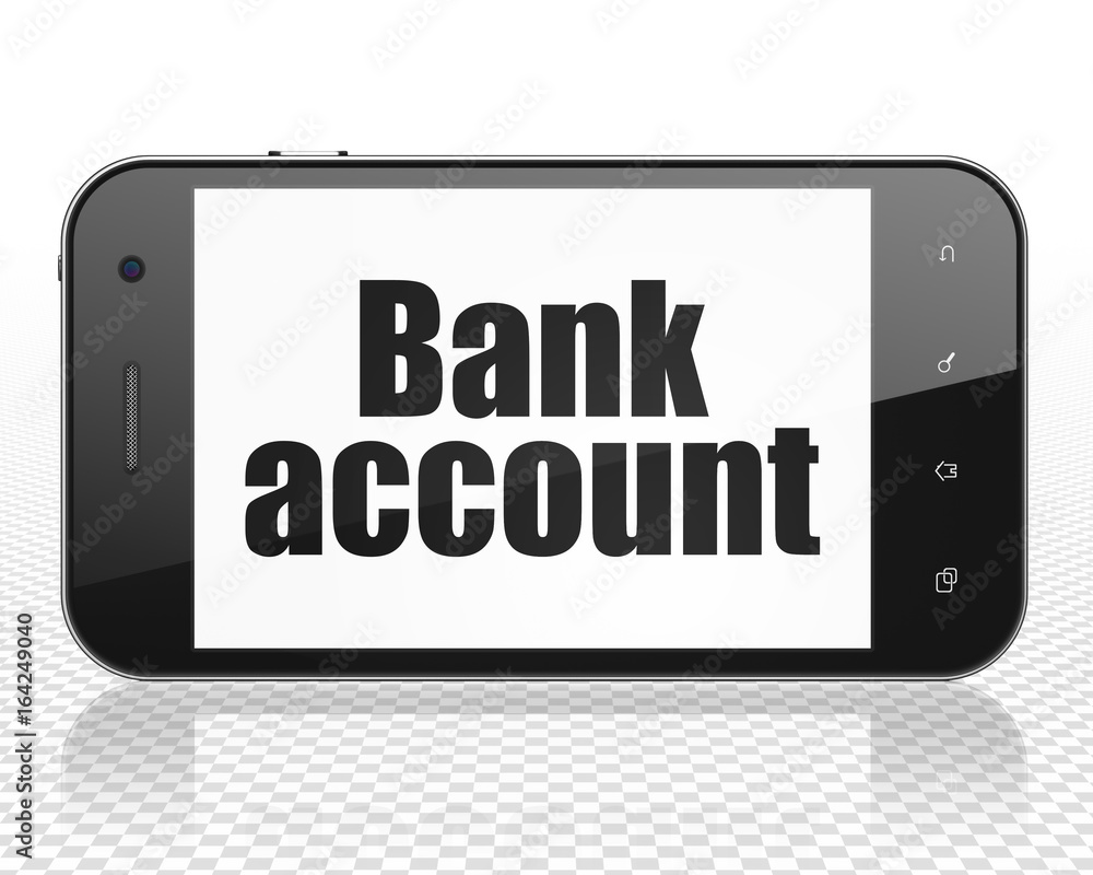 Banking concept: Smartphone with Bank Account on display Banking concept: Smartphone with Bank Account on display