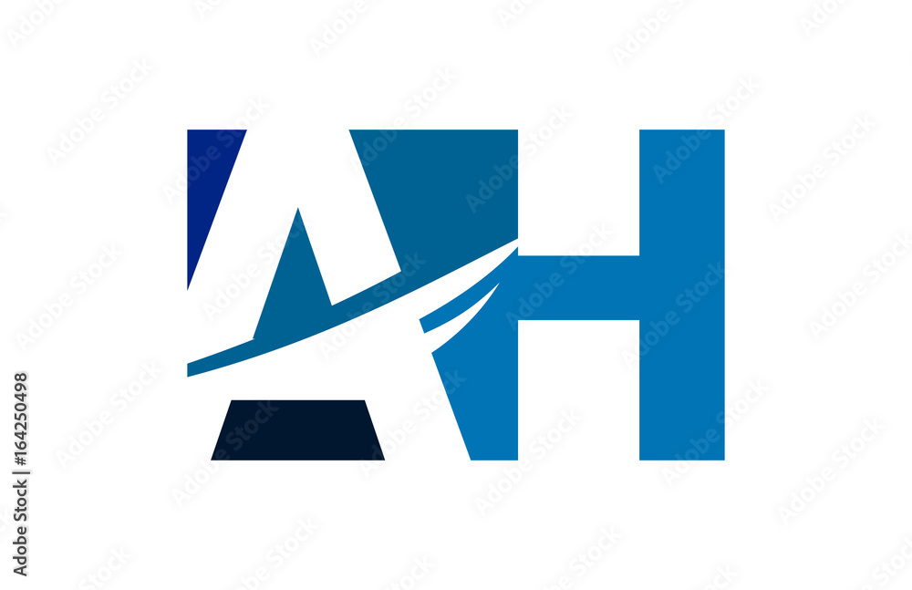 AH Negative Space Square Swoosh Letter Logo AH Negative Space Square Swoosh Letter Logo