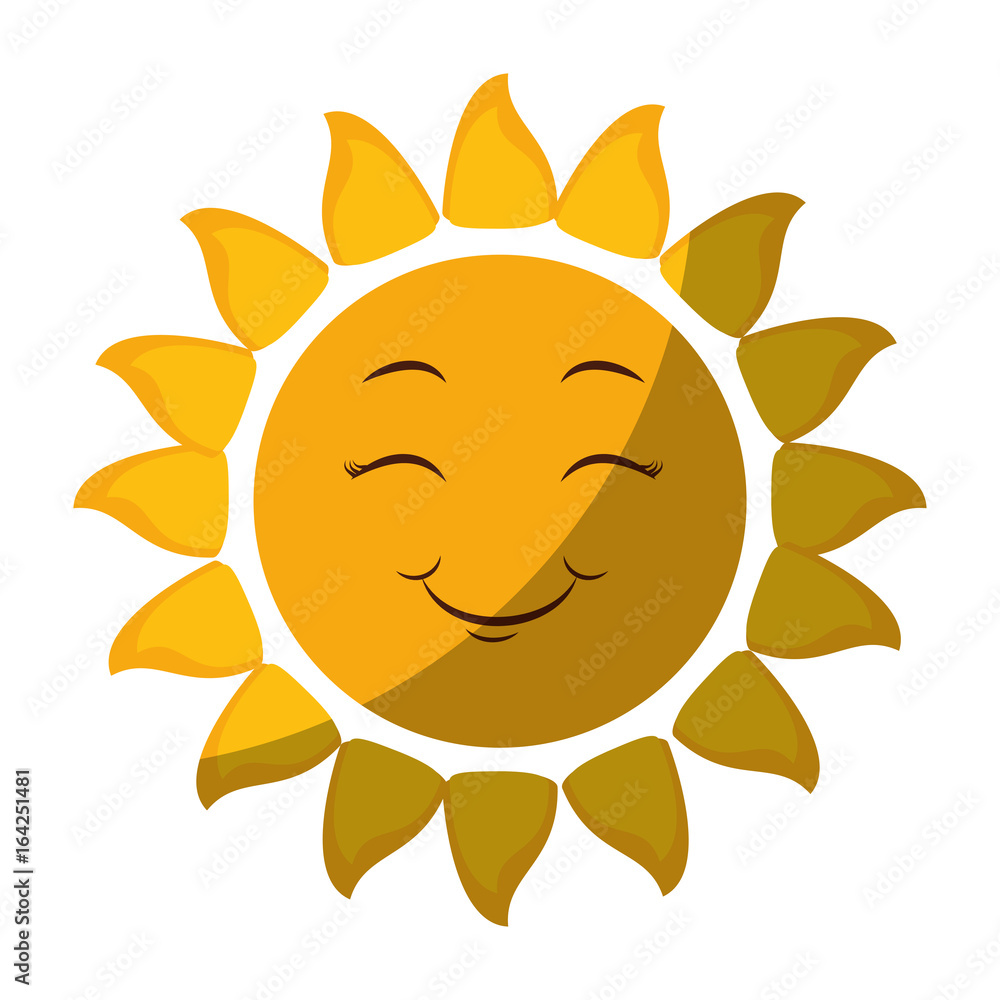 cartoon happy sun icon over white background colorful design vector illustration