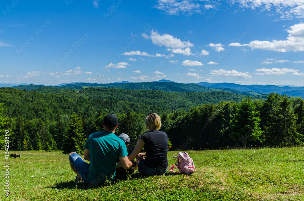 Naklejka premium Carpathian mountains landscape in Ukraine in the summer season in Yaremche