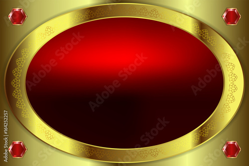 oval gold painted frame with ornament