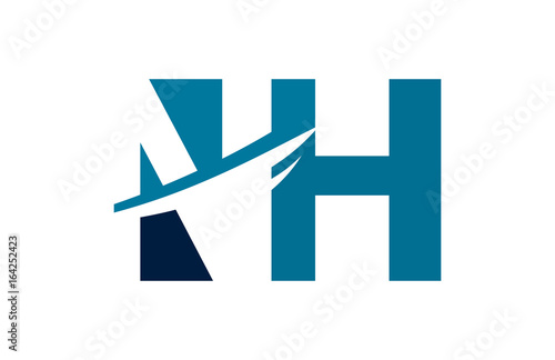 NH Negative Space Square Swoosh Letter Logo