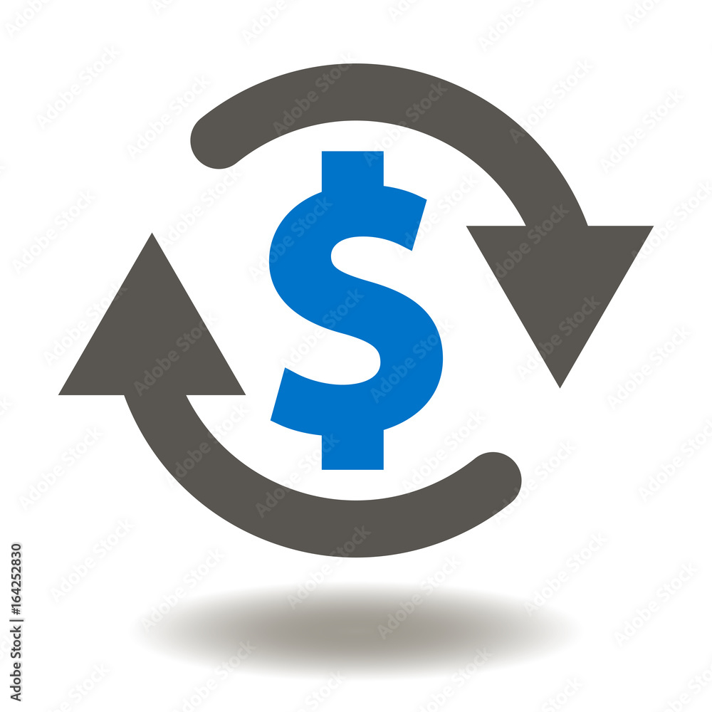 Money Transfer Vector Icon. Circular Arrows Dollar Illustration. Online banking finance transferring sign. Financial refresh, rotation. Money Transfer Vector Icon. Circular Arrows Dollar Illustration. Online banking finance transferring sign. Financial refresh, rotation.