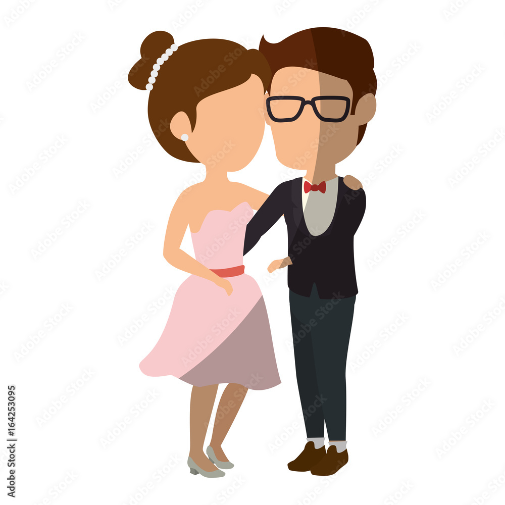 avatar wedding couple icon over white background colorful design vector illustration
