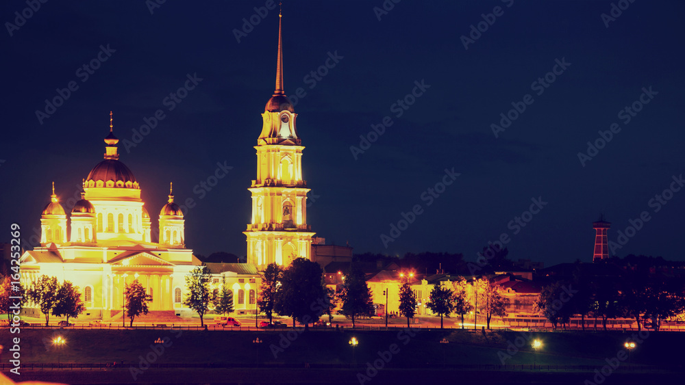 transfiguration cathedral rybinsk night