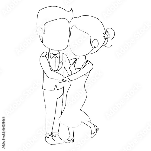 avatar wedding couple icon over white background vector illustration