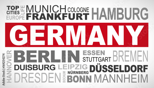 Germany top and most famous city names word cloud illustration