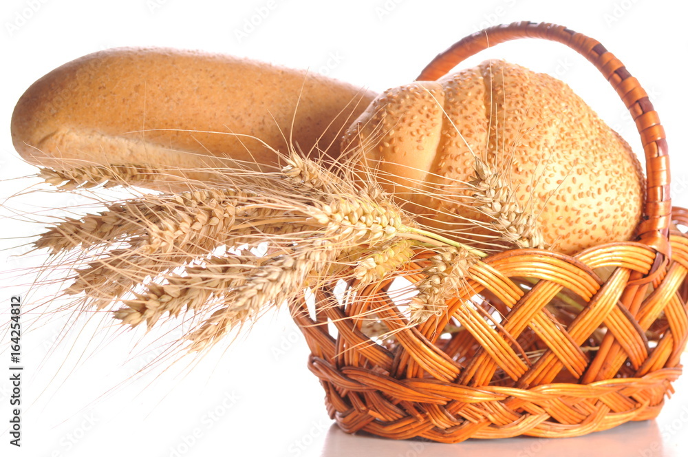 Lots of bread on a white background