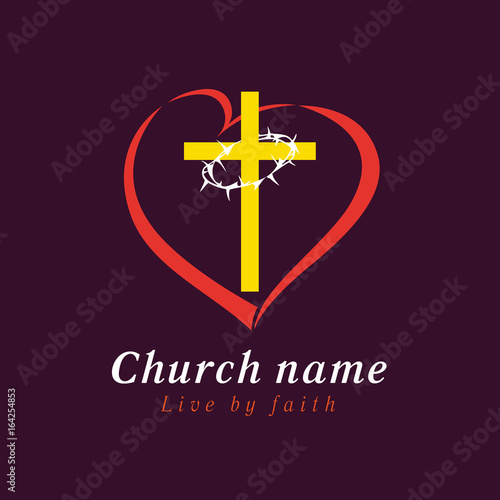 Cross and thorns love church logo. Cross and thorns love church logo. Christian organizations an bible study school