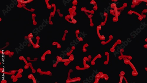 Looping 3d animation featuring falling retro red phone handsets against a dark background.
