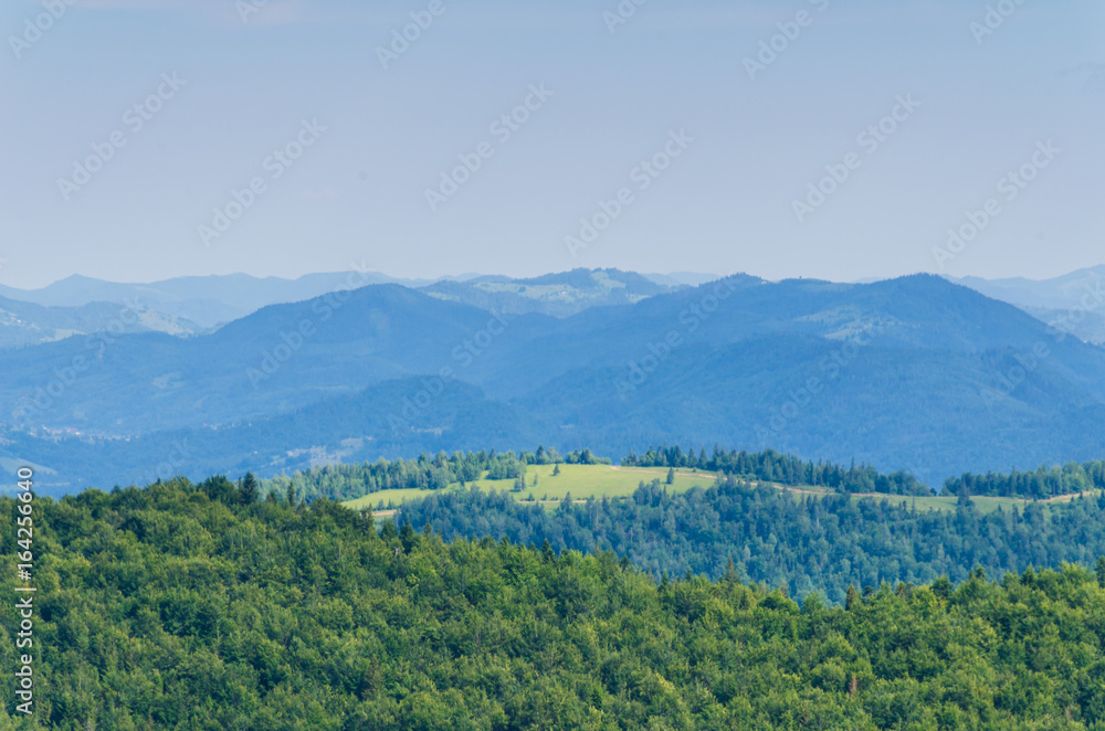 Carpathian mountains landscape in Ukraine in the summer season in Yaremche