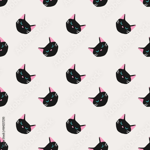 Seamless background nursery cute lovely cat face