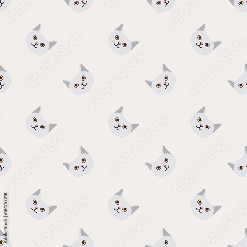 Seamless background nursery cute lovely cat face