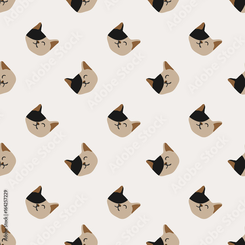 Seamless background nursery cute lovely cat face