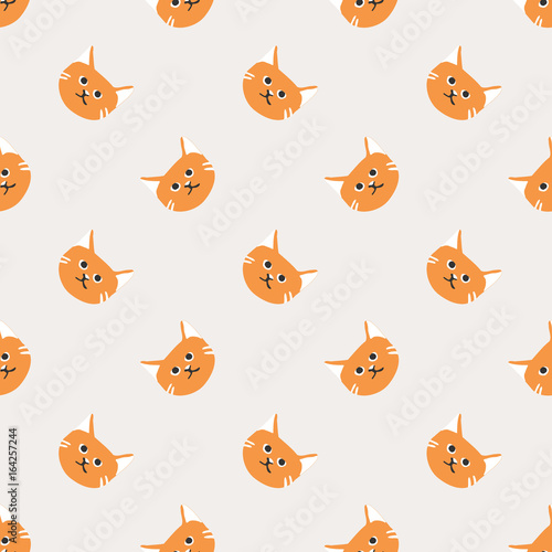 Seamless background nursery cute lovely cat face