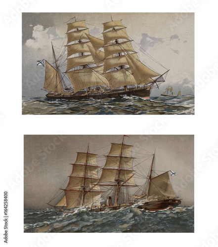 Foto Illustration of ships 19-18 century.