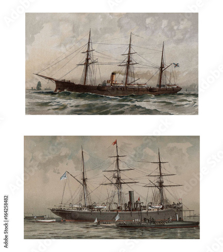 Cuadro en lienzo Illustration of ships 19-18 century.