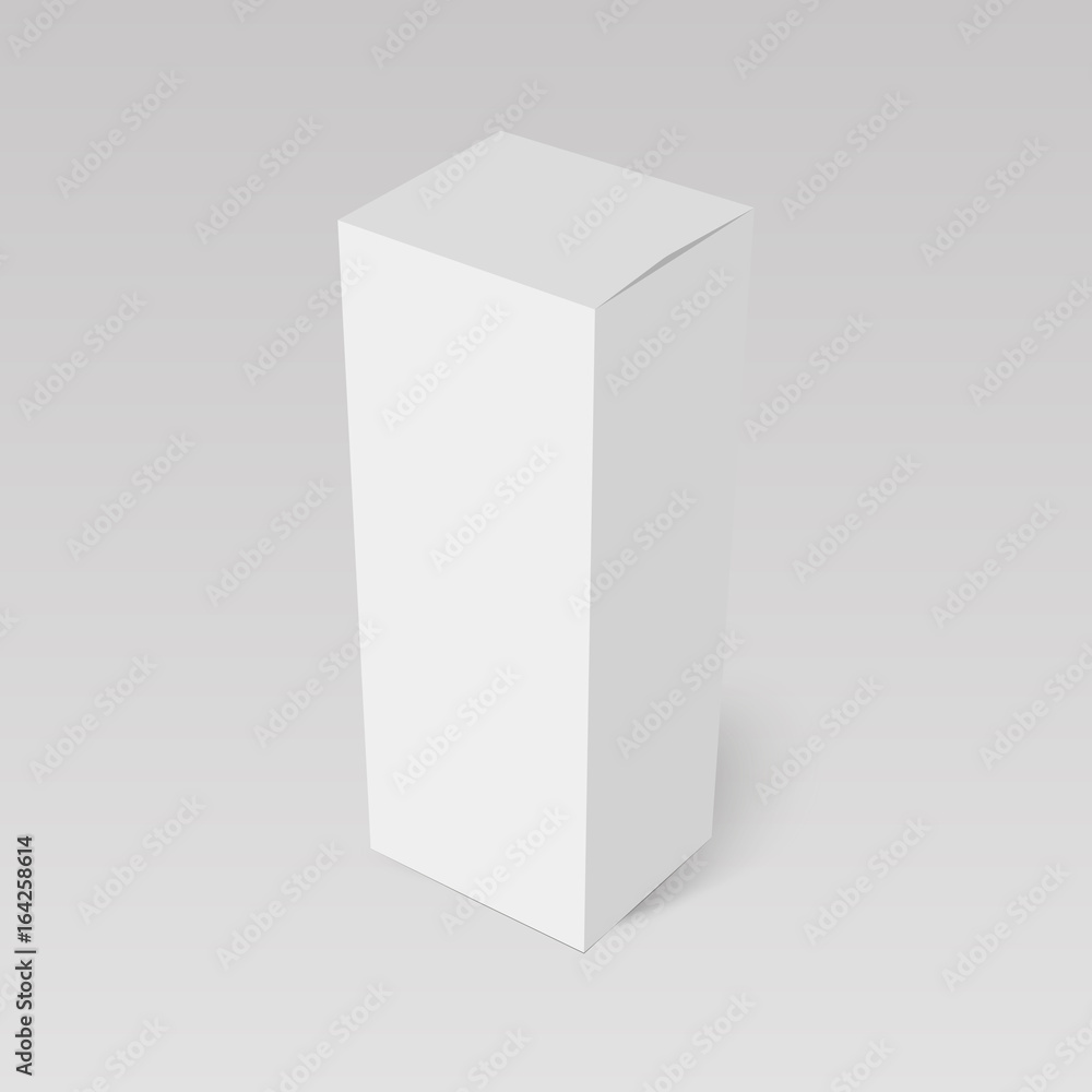 Blank vertical paper box template standing on white background. Vector illustration Blank vertical paper box template standing on white background. Vector illustration