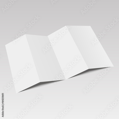 Blank four folded fold paper leaflet, flyer, broadsheet. Vector illustration