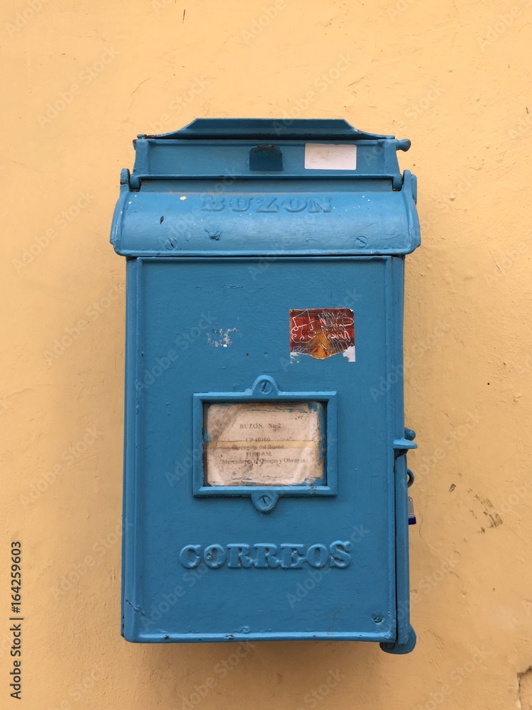 Blue mailbox in Cuba