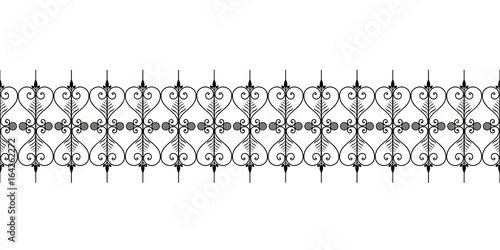 Forged decorative fence. Isolated over white background.