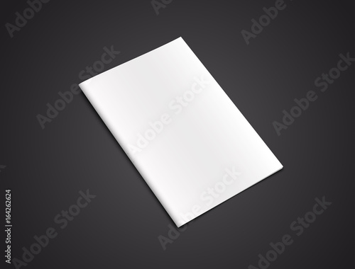 Blank brochure template on a black background.
