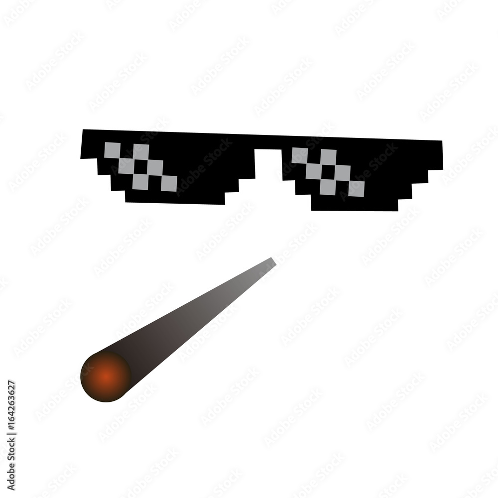 glasses pixel vector icon Pixel Art Glasses of Thug Life Meme and smoke -  Isolated on White Background Vector 8 bit Stock Vector | Adobe Stock