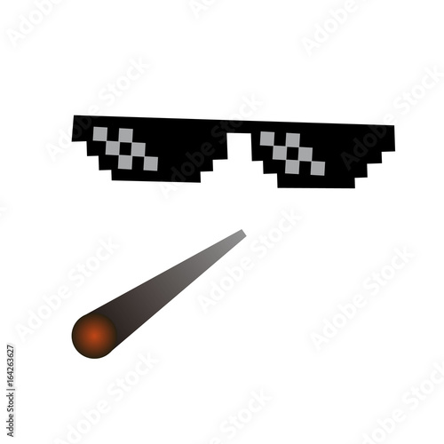 glasses pixel vector Pixel Art Glasses of Thug Life Meme and smoke - Isolated on White Background Vector 8 bit Stock Vector | Adobe Stock