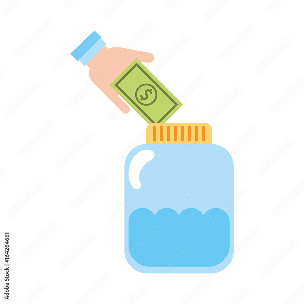 Fototapeta premium mason jar bottle with bills vector illustration design