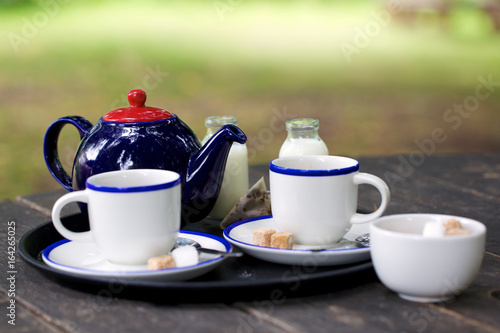 Tea for two on a wooden table