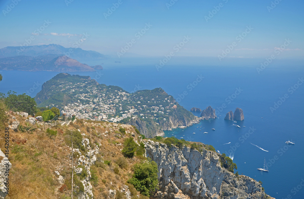 Panorama of Capri and overlooking one of the lagoons