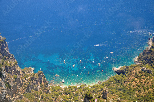 The view from the highest point of the island of Capri the Blue lagoon