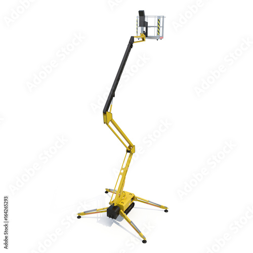 extended scissor lift on white. 3D illustration, clipping path © 2dmolier
