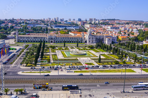 Empire Square in Lisbon Belem called Praca do Imperio - aerial view