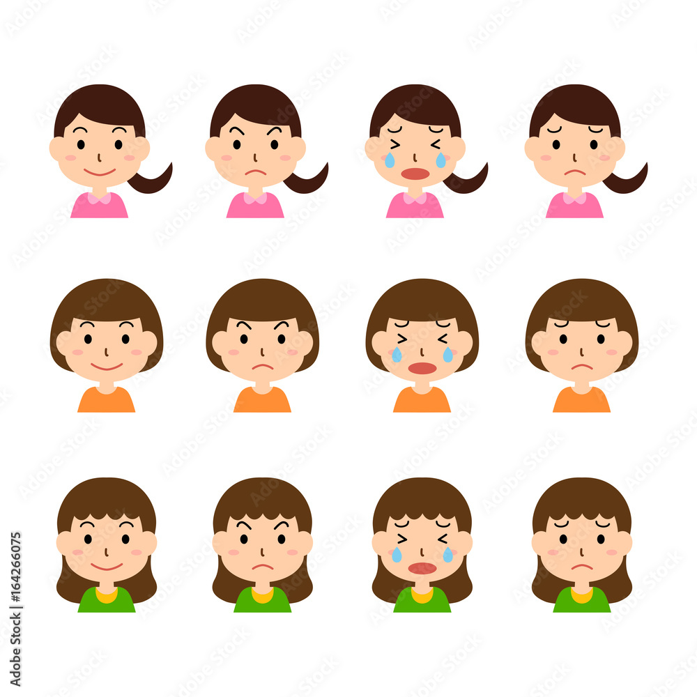 女の子 表情 セット 女の子 表情 セット