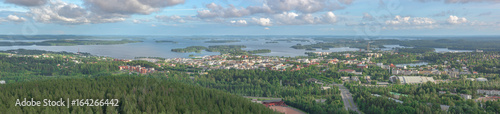 Panoramic view of the city of Kuopio, Finland from the Puijo tower