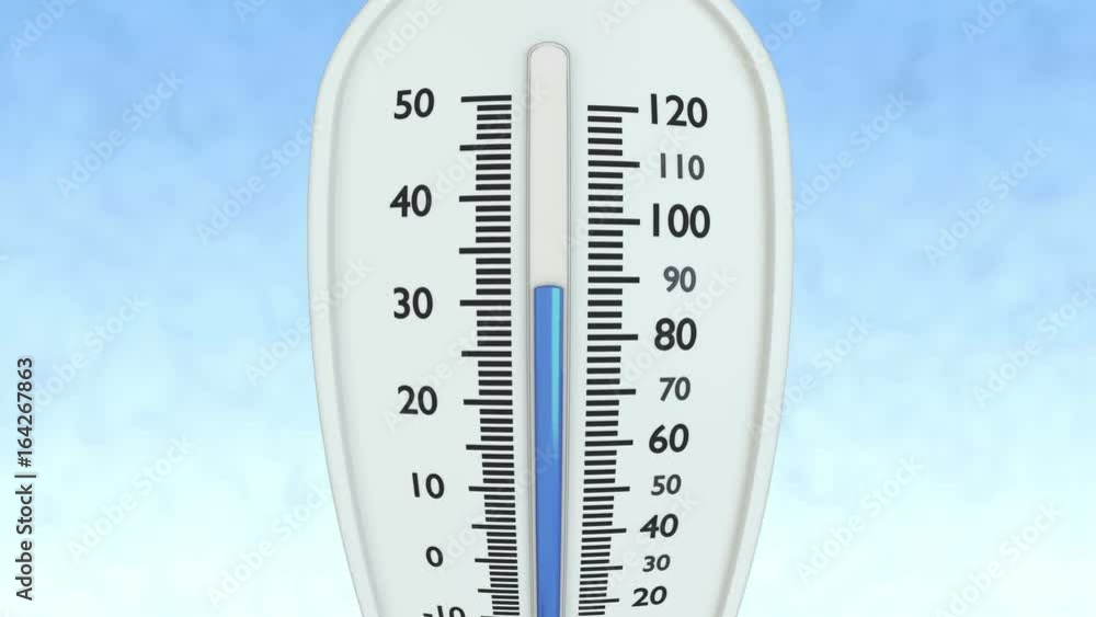 Thermometer with decreasing temperature on blue background.
Animation of blue mercury falling down in thermometer. Mask included. Thermometer with decreasing temperature on blue background.
Animation of blue mercury falling down in thermometer. Mask included.