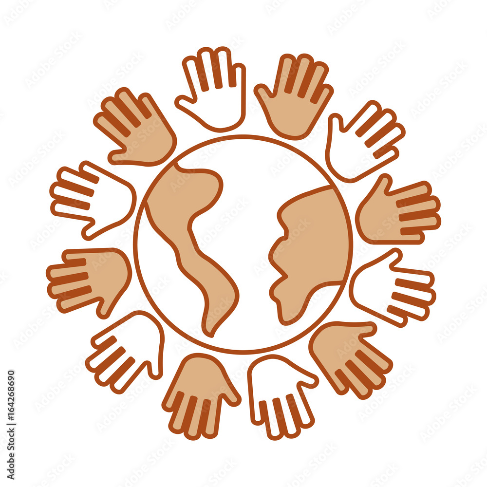 Obraz premium hands human with world planet earth icon vector illustration design