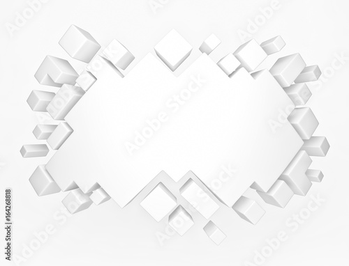 White abstract geometric background from cubes. 3d render
