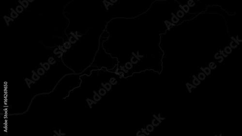 Abstract flashing lightnings on a black background.