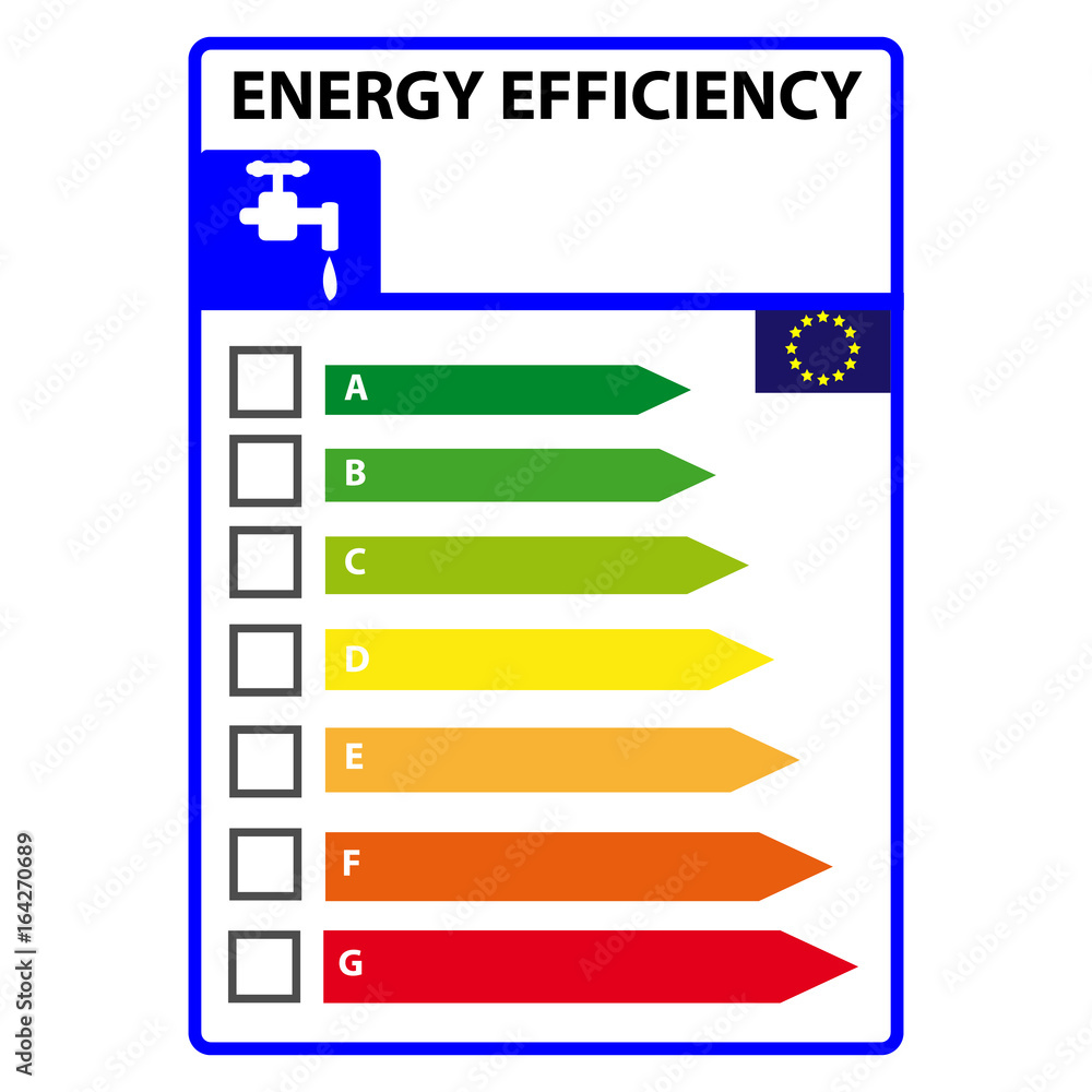 Fototapeta premium Energy efficience label isolated on white background