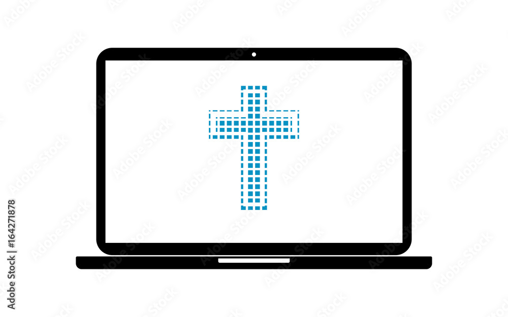 Obraz premium Pixel Icon Laptop - Kreuz Religion