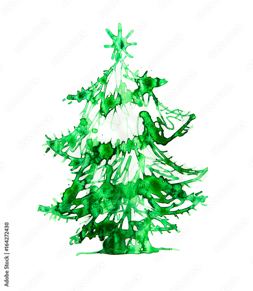 Christmas Tree made of beautiful watercolour effects. Watercolour textured collection. Christmas Tree made of beautiful watercolour effects. Watercolour textured collection.