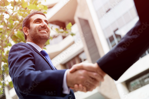 Two businessmen shaking their hands © Sergey Nivens