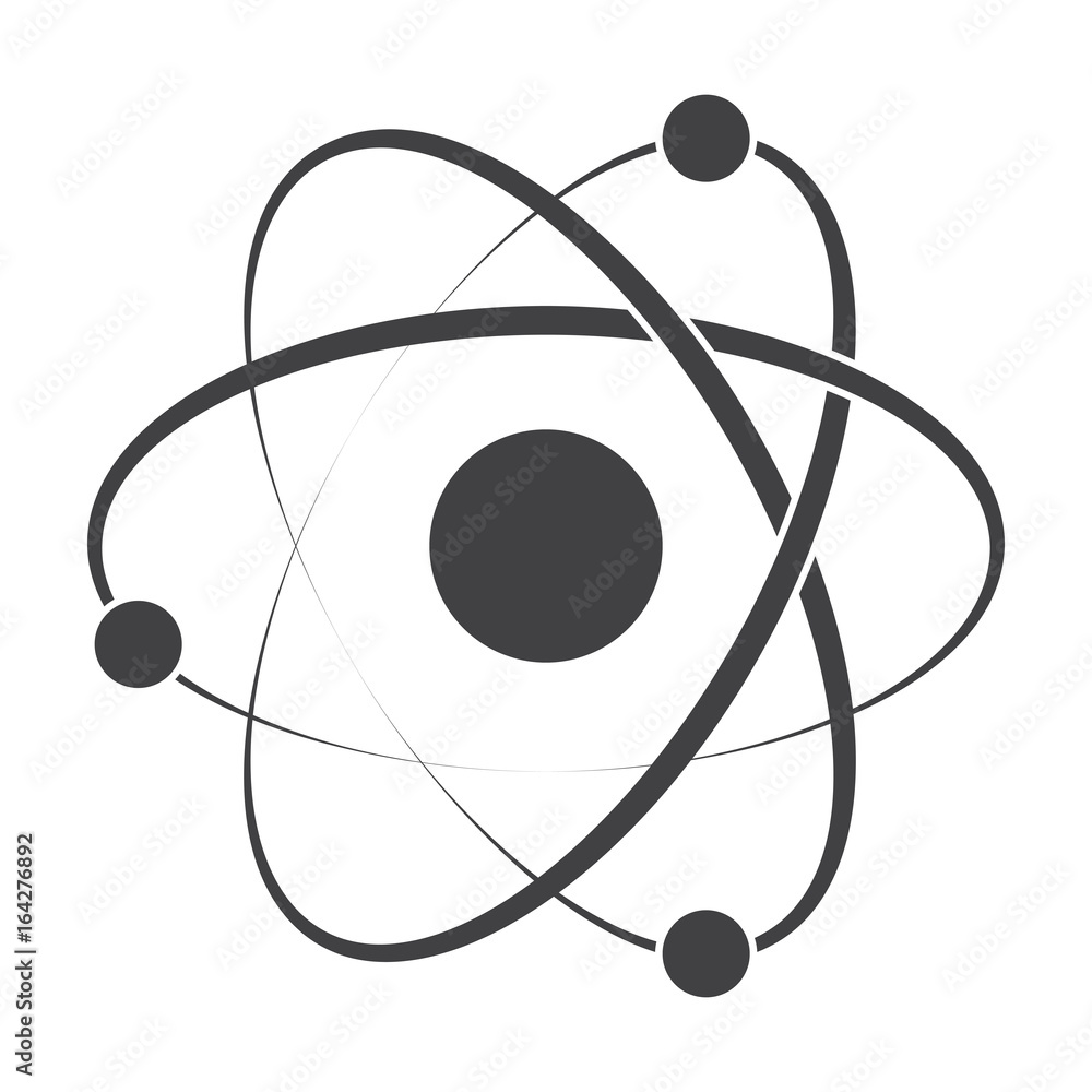 Model atom concept for molecular chemistry or physic, vector silhouette Model atom concept for molecular chemistry or physic, vector silhouette